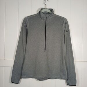 Nike Pro Dri-FIT Womens L Gray Half Zip‎ Pullover Mock Neck 620440-091 Heathered